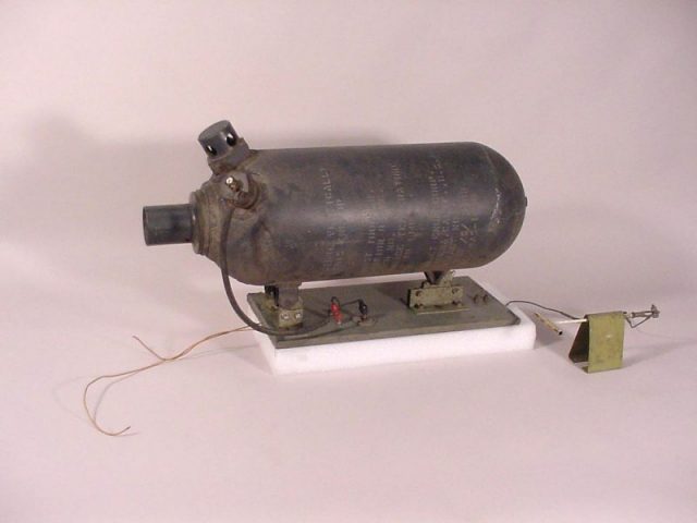 Solid-fuel JATO unit manufactured by Aerojet, at the National Air and Space Museum.