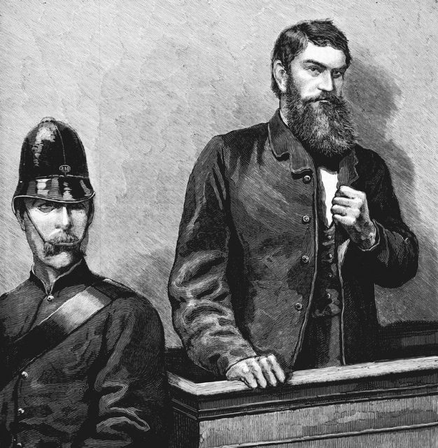 Ned Kelly in the dock.
