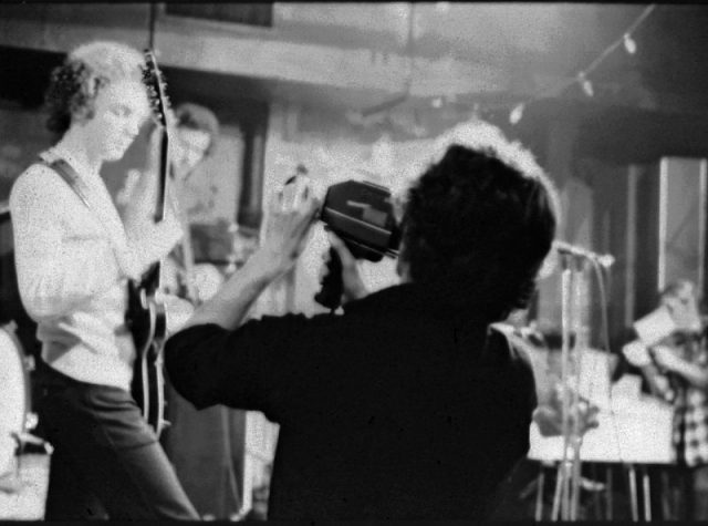 Pat Ivers of Metropolis Video shooting Orchestra Luna at CBGB’s in 1975. Photo by MichaelDOwen CC BY-SA 3.0