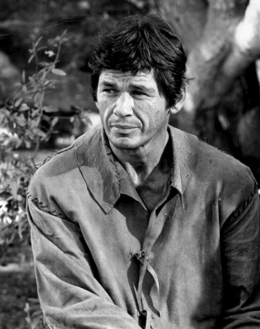Photo of Charles Bronson as Linc, the wagonmaster, from the television program The Travels of Jaimie McPheeters.