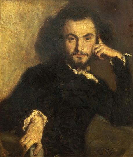 Portrait of Baudelaire, painted in 1844 by Emile Deroy (1820–1846).