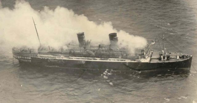 SS Morro Castle burning at sea