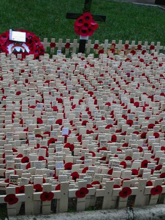 Memorials in the Field of Remembrance outside London’s Westminster Abbey for Remembrance Day, 2002
