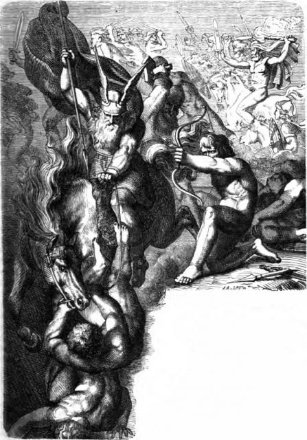 The Æsir Against the Vanir (1882) by Karl Ehrenberg.