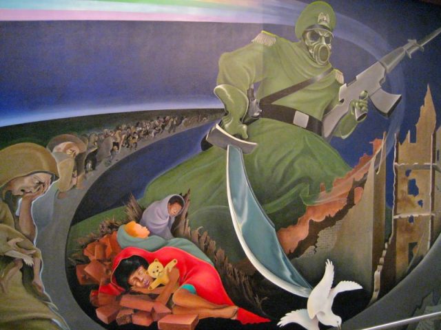 Denver International Airport mural. Photo by Donal Mountain CC BY 2.0
