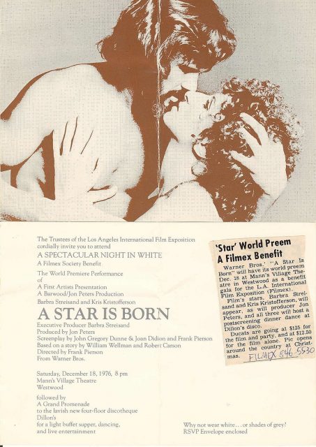 The invitation and news clipping about the premiere of Barbra Streisand’s A Star Is Born, 1976. Photo by Alan Light CC-BY 2.0