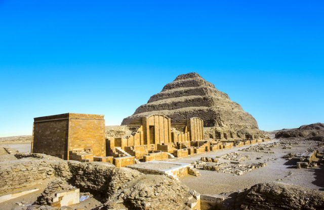 Pyramid of Djoser (Stepped pyramid), an archeological remain in the Saqqara necropolis, Egypt. UNESCO World Heritage