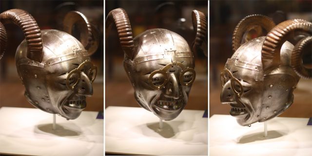 The 500-year-old helmet is one of the most intriguing objects in the Royal Armoury. Photo by Dark Dwarf CC BY SA 2.0