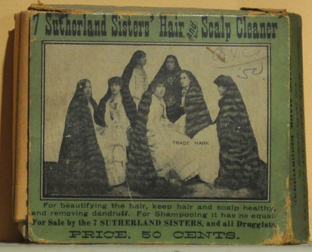 Sutherland Sisters’ Hair and Scalp Cleaner. Photo by Joe Mabel CC BY SA 3.0