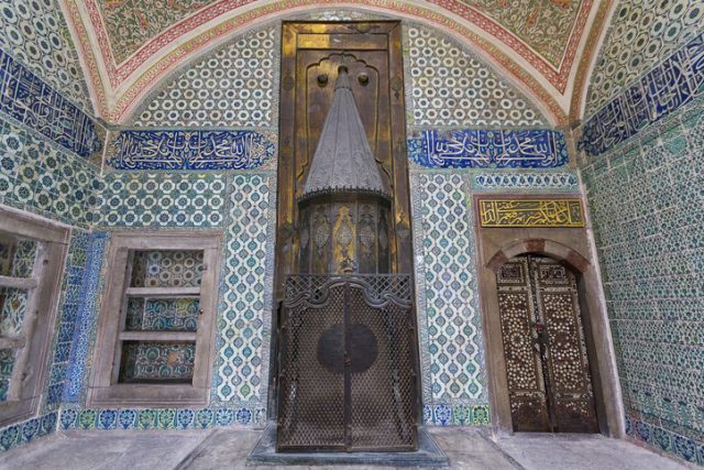 One of the rooms in the Harem section of Topkapi Palace, known as women’s quarters, in Istanbul, Turkey.