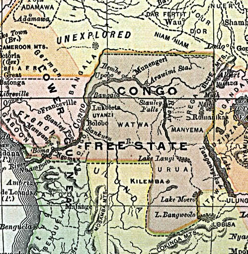 Map of the Congo Free State in 1892.