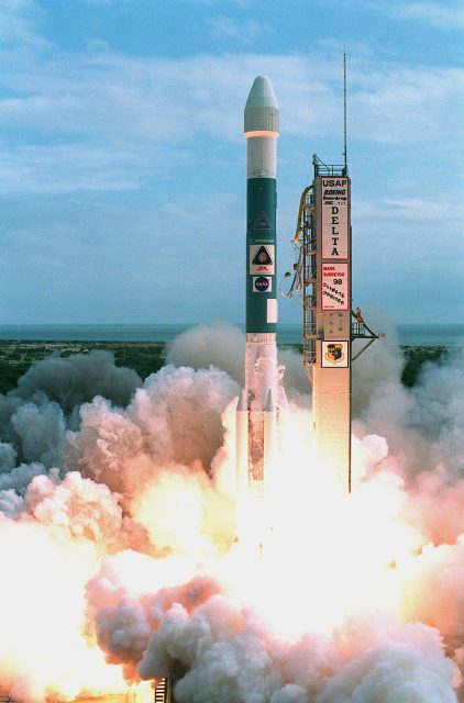 Launch of Mars Climate Orbiter by NASA on a Delta II 7425 launch vehicle.