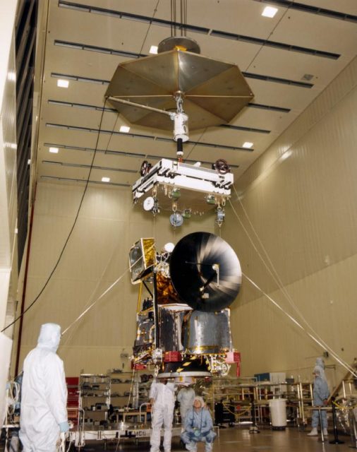 Mars Climate Orbiter during assembly.