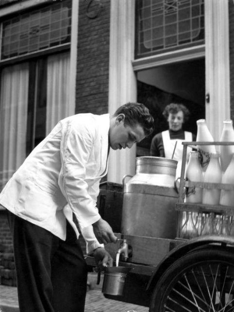 Dutch milkman in Haarlem, 1956.