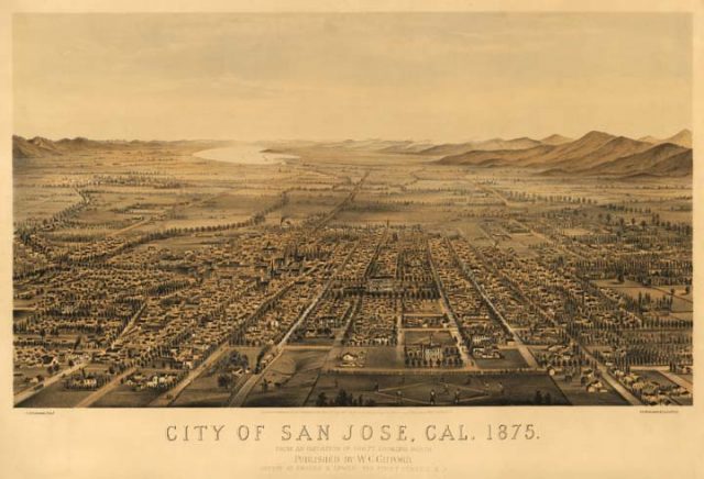 San Jose in 1875, when the Santa Clara Valley was one of the most productive agricultural areas in the world.