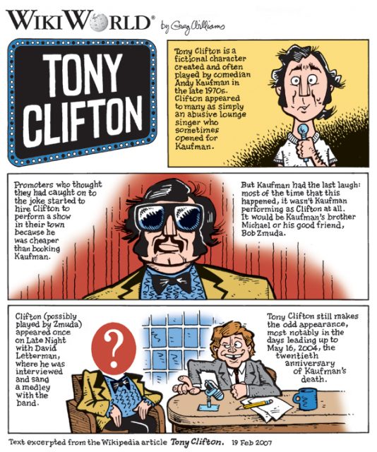 Tony Clifton cartoon. Photo by Greg Williams CC BY-SA 2.5
