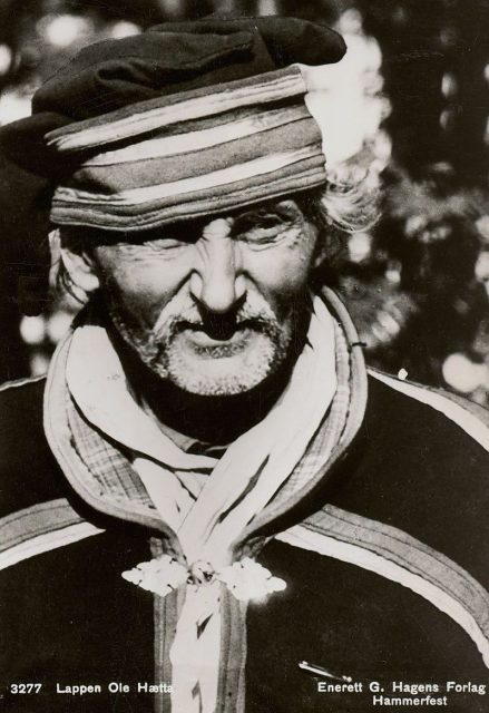 This is a public photo postcard published in 1939. Sami man: Ole Hætta. Photo by G. Hagens Forlag, Hammerfest Norway CC BY 2.0