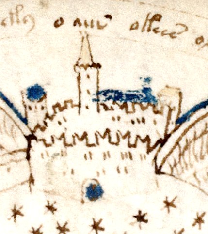 Detail of page 158, f86r6; the castle