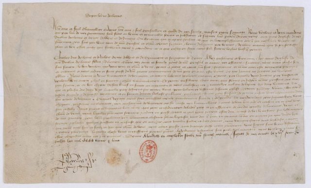 Letter of Charles duc D’orléans, prisoner in England since the Battle Of Agincourt, addressed on July 16, 1438 to the ecclesiastics living on his estates to ask them to lend him the income from their profits for a year, in order to help finance his release.