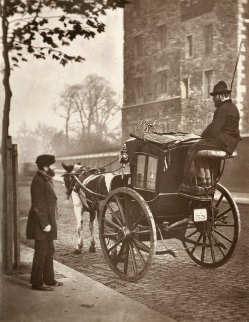 A hansom cab, London, 1877