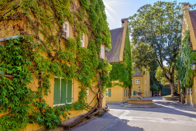 The Fuggerei is a housing complex in downtown Augsburg, founded in 1516 as a place to host needy citizens