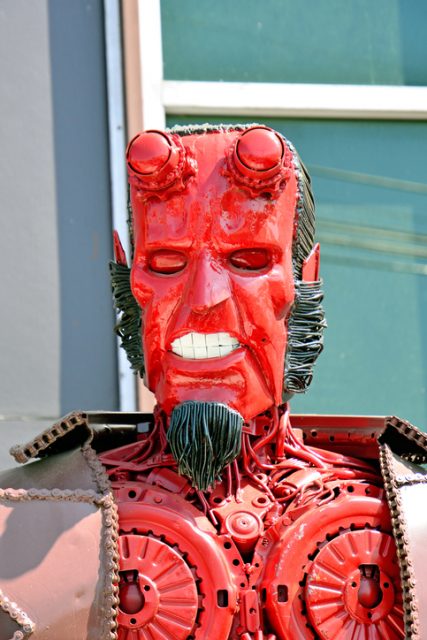 The Hellboy model made from scrap metal display at Ban Hun Lek, Ayutthaya,Thailand – November 16, 2014