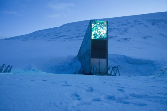 The Seed Vault represents the worlds largest collection of crop diversity in is located deep inside a mountain on the Svalbard archipelgo, halfway between mainland Norway and the north pole.