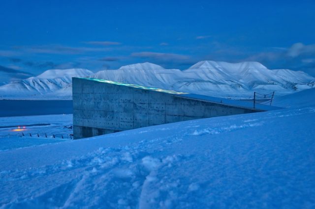 The Seed Vault represents the world’s largest collection of crop diversity. It is located deep inside a mountain on the Svalbard archipelago, Norway.