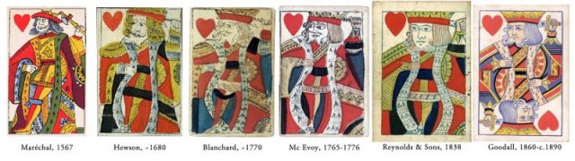 Evolution of the King of Hearts from the Rouennais pattern to the English pattern