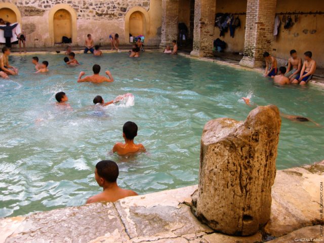 The Rectangular Pool at the Roman thermal bath Aquae Flaviane “Hammam Essalhine”, Aurès Khenchela province, Algeria. Photo by Ghezaltar CC BY 2.0