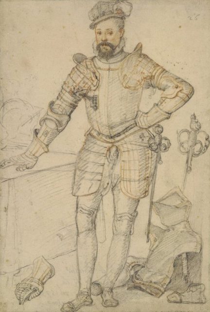 Robert Dudley, dressed partly in tilting armour, 1575