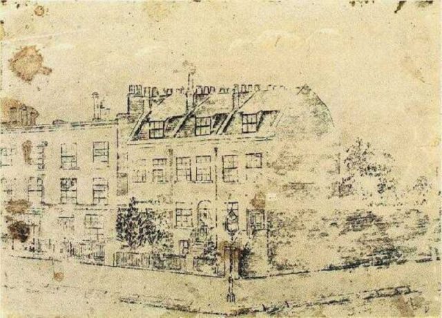 87 Hackford Road, drawing by Vincent van Gogh, circa 1873