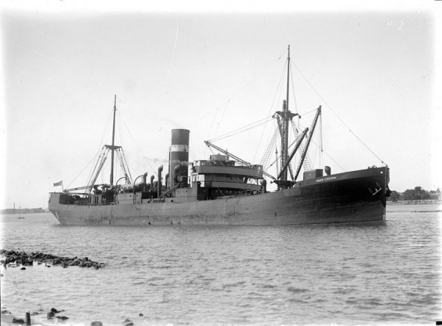 The SS Iron Crown, a bulk ore carrier which was torpedoed by a Japanese submarine on June 4, 1942 off the coast of Victoria, Australia