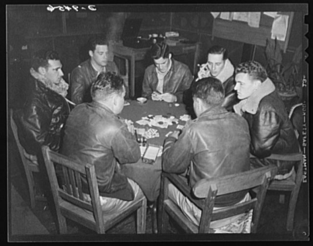 An American flying squadron playing poker