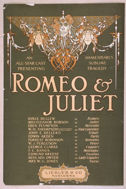 Theatre poster for Shakepeare’s ‘Romeo and Juliet’