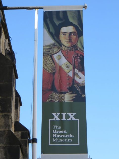 Banner outside the Green Howards Museum, Richmond Market Place