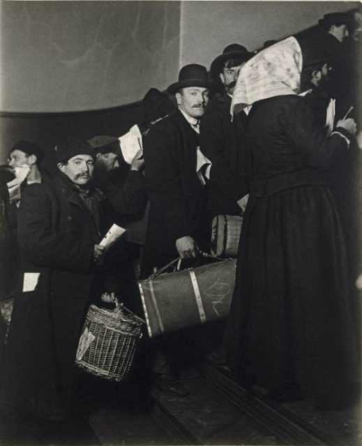 Arriving at Ellis, photographed by Lewis Hine circa 1908