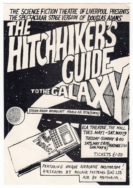 Flyer for a 1979 stage production of ‘The Hitchhiker’s Guide to the Galaxy’