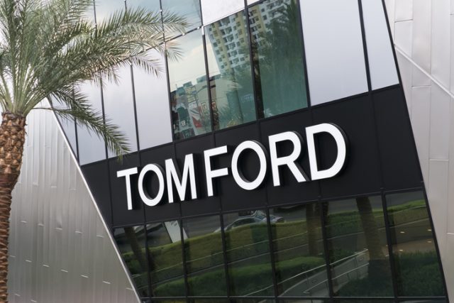 Las Vegas, USA – September 7, 2012: Tom Ford storefront sign at the Crystals shopping center in CityCenter on Las Vegas strip. The Crystals is a luxury shopping, dining and entertainment center.
