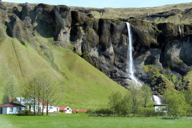 Picturesque waterfall east of Vík í Mýrdal, Iceland