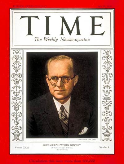 Joseph P. Kennedy, Sr. on Time magazine cover, 1935