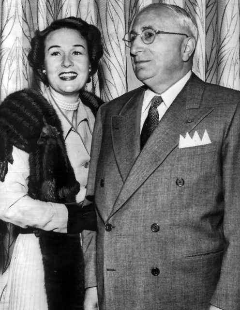 Press photo of Louis B. Mayer and Mrs. Lorena Danker shortly after their marriage