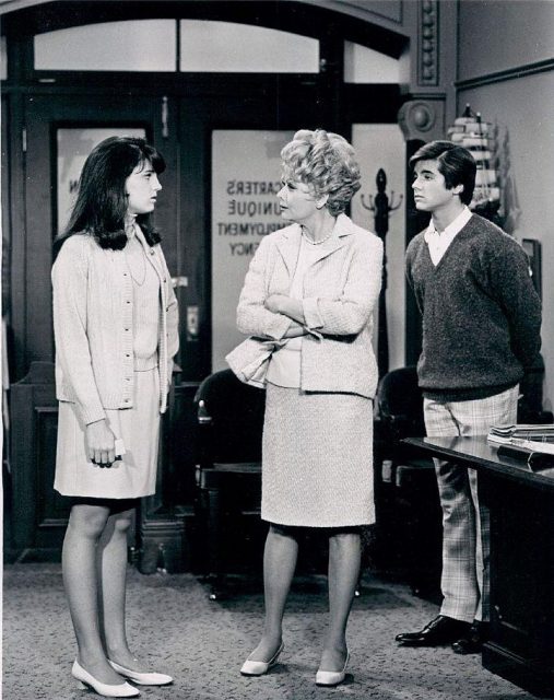 Publicity photo from ‘Here’s Lucy’. Pictured are Lucie Arnaz, Lucille Ball and Desi Arnaz, Jr. The scene is Carter’s Unique Employment Agency where Lucy works.