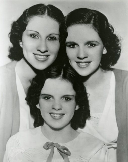 The Gumm Sisters, also known as the Garland Sisters, c. 1935: Top row: Mary Jane and Dorothy Virginia Gumm; bottom: Frances Ethel (Judy Garland) Gumm