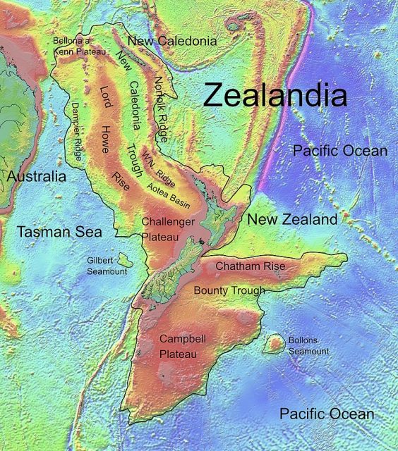 Bathymetric map of Zealandia