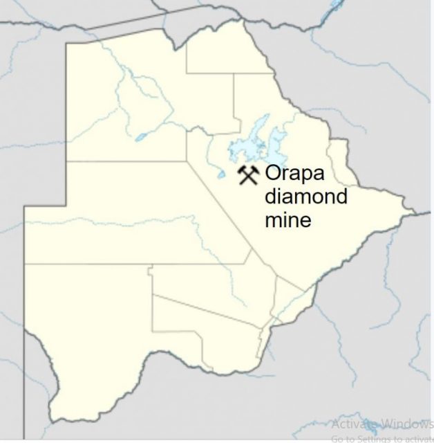 Orapa diamond mine is located in Botswana. Photo by NordNordWest CC BY-SA 3.0