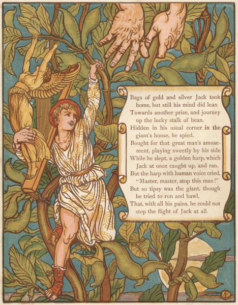 In Walter Crane’s woodcut the harp reaches out to cling to the vine