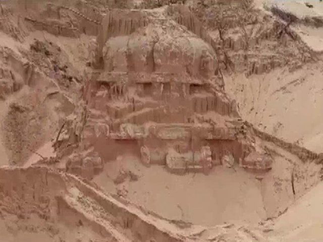 Hindu temple in sand