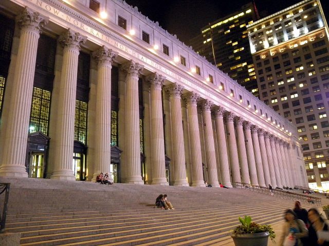 Looking north across 8th Ave at Farley Post Office on my way home from Brooklyn before midnight and yes, off limits to you too.