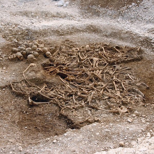 Mass grave of headless vikings in dorset, uk. (dorset county council/oxford archaeology)